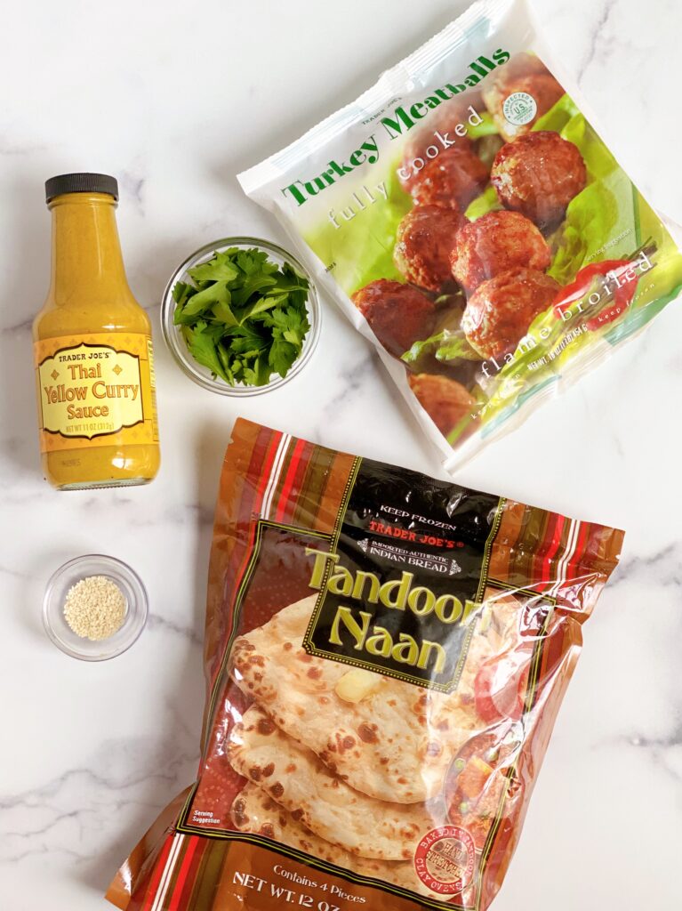 The ingredients for the Thai Yellow Curry Meatballs