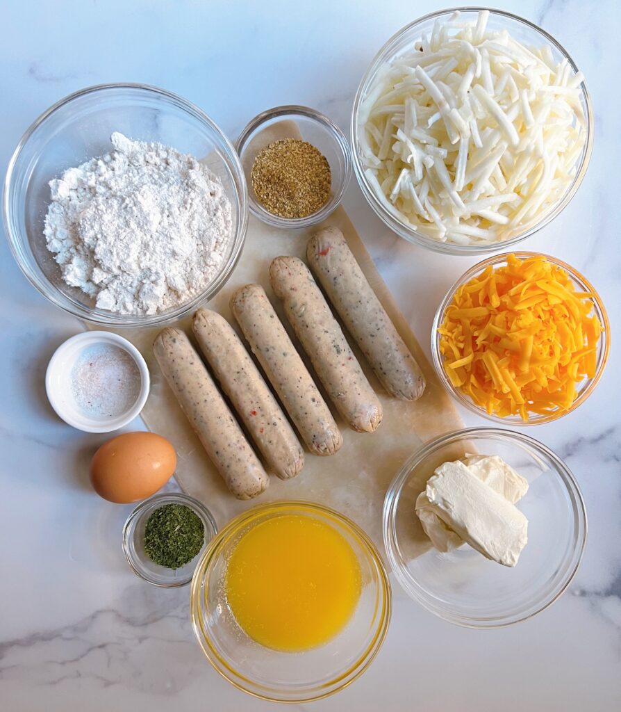 Ingredients for Air Fryer Chicken Sausage Hash Balls.