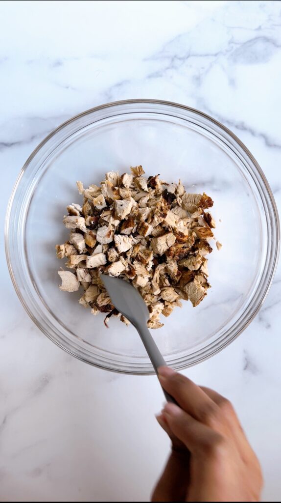 bowl of precooked grilled chicken